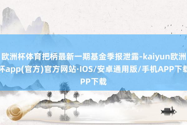 欧洲杯体育把柄最新一期基金季报泄露-kaiyun欧洲杯app(官方)官方网站·IOS/安卓通用版/手机APP下载